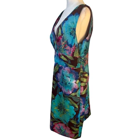 Calvin Klein Floral Watercolor Dress - Sleeveless V-neck - Size 10 (estimate) - Picture 4 of 7